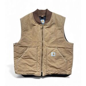 Carhartt Men's Canvas Work Vest Quilt Lined Size XL Reg VTG USA - 1141